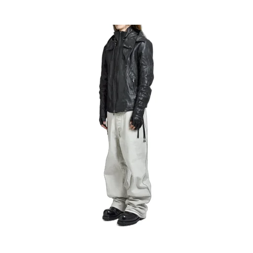 Horse Leather Glove Attached Jacket / Blk