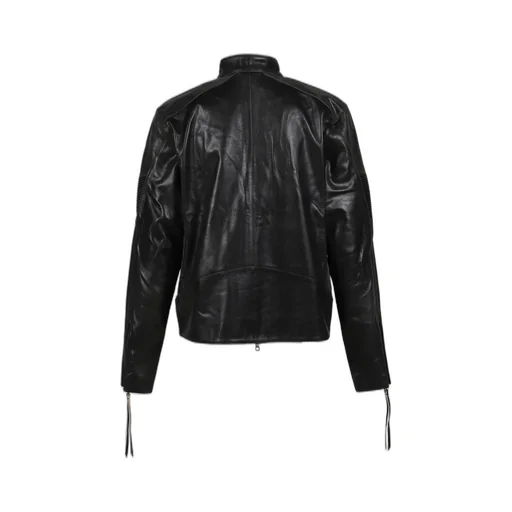 Embossed Leather Biker Jacket / Blk