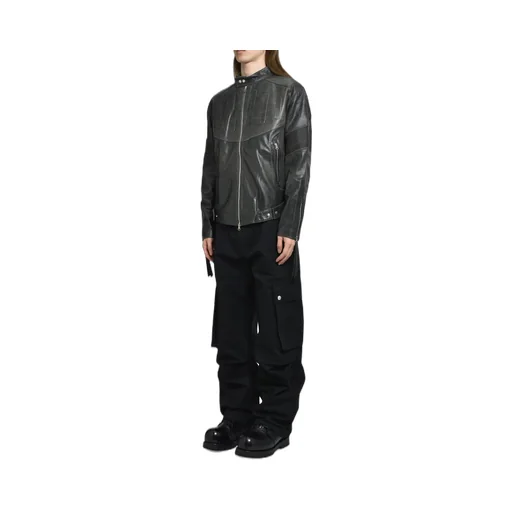 Embossed Leather Biker Jacket / Blk