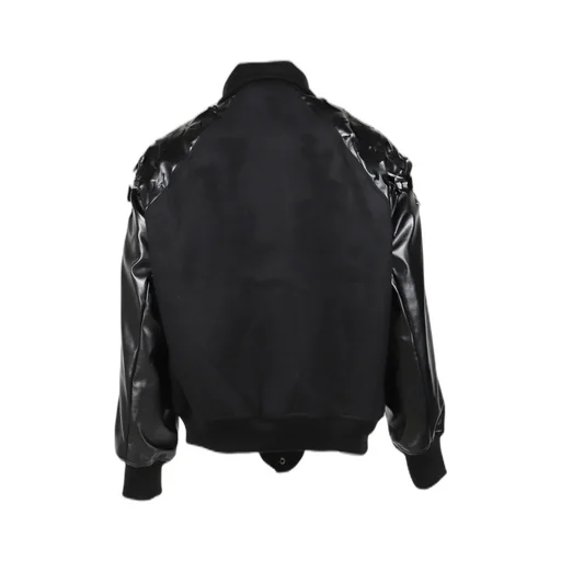 Laser-Cut Flower Varsity Jacket / Blk