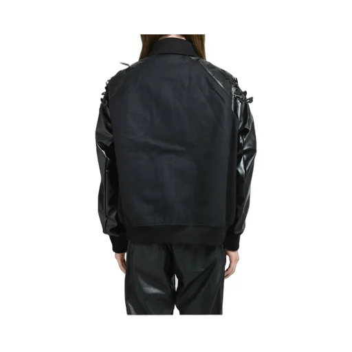 Laser-Cut Flower Varsity Jacket / Blk