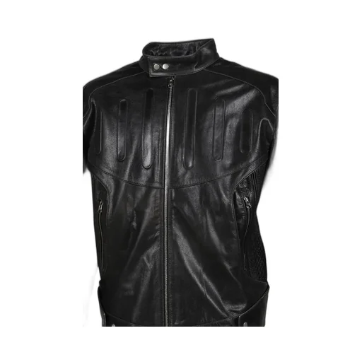 Embossed Leather Biker Jacket / Blk