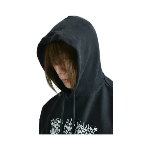 Cof Logo Oversized Hoodie / Washed Blk