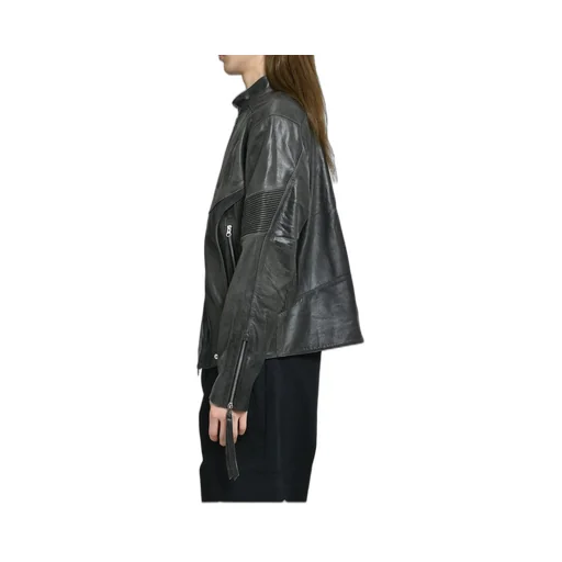 Embossed Leather Biker Jacket / Blk