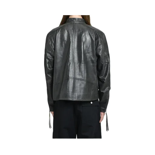 Embossed Leather Biker Jacket / Blk