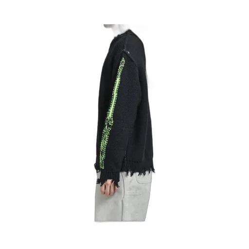 Glow-In-The-Dark Skull Knit Pullover / Blk