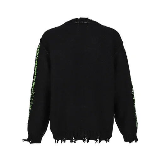 Glow-In-The-Dark Skull Knit Pullover / Blk
