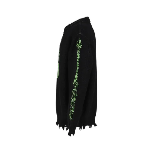 Glow-In-The-Dark Skull Knit Pullover / Blk