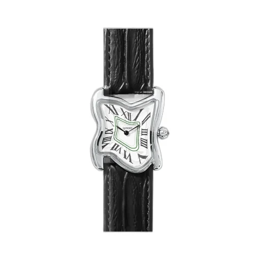 Square Melting Watch Large / Sil Wht Blk