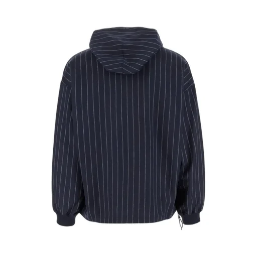Junya Watanabe Man Pinstripe Drawstring Hoodie