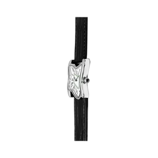 Square Melting Watch Large / Sil Wht Blk