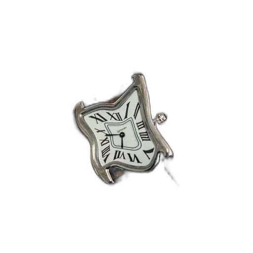 Square Melting Watch Large / Sil Wht Blk