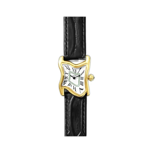 Square Melting Watch Small / Gold Wht Blk