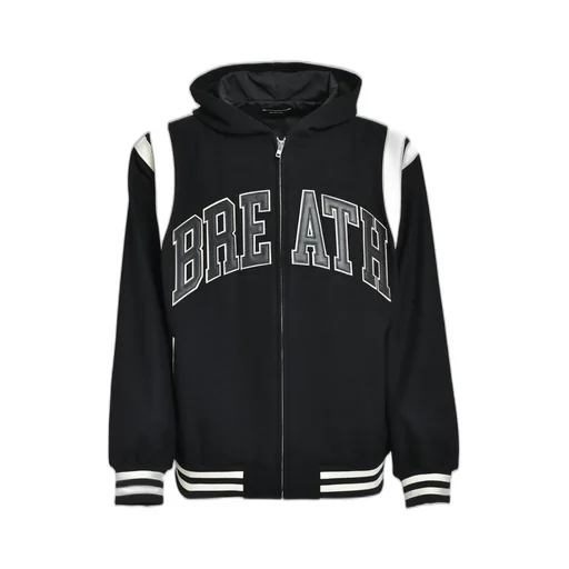 Arch Logo Hooded Versity Jacket / Blk Wht