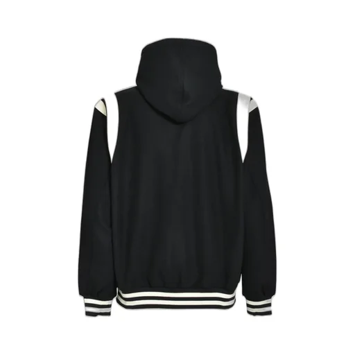 Arch Logo Hooded Versity Jacket / Blk Wht