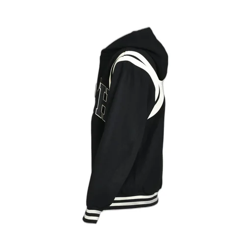 Arch Logo Hooded Versity Jacket / Blk Wht