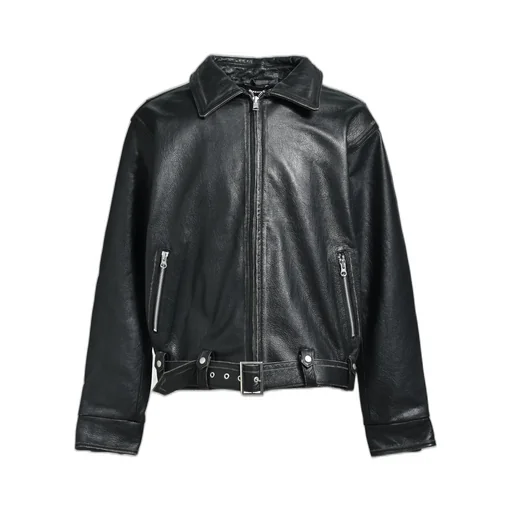 Wash Leather Single Riders Jacket / Blk