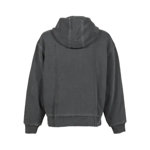 Ripped Zip Hoodie / Stone Gry