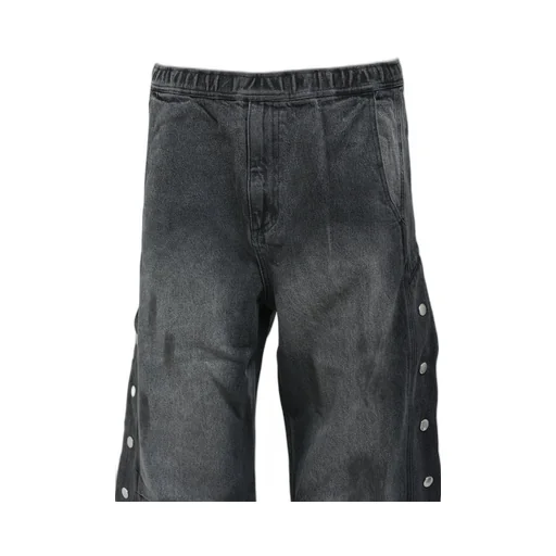 Coating Side Button Denim Pants / Blk