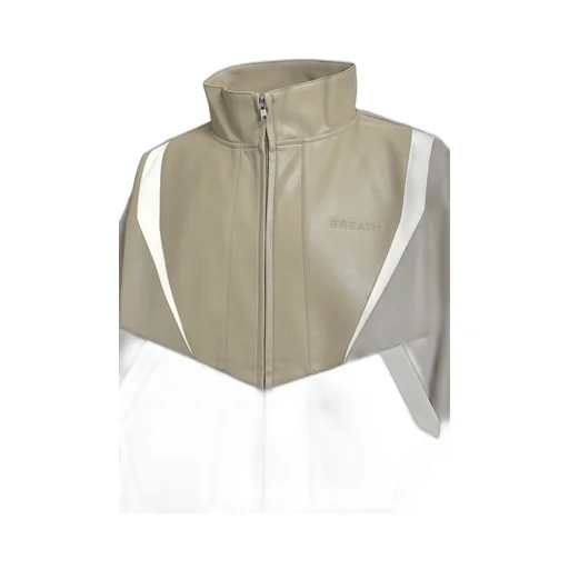 Faux Leather Lambo Track Jacket / Bei