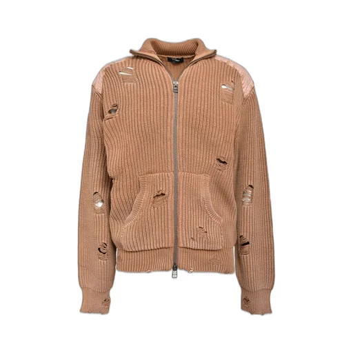 Overdie Damage Zip Knit / Brw