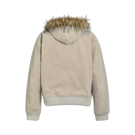 Faux Leather Fur Hooded Jacket / Bei