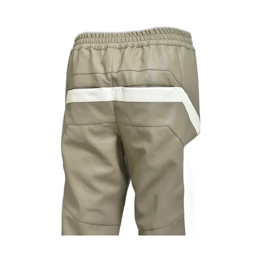 Faux Leather Lambo Track Pants / Bei