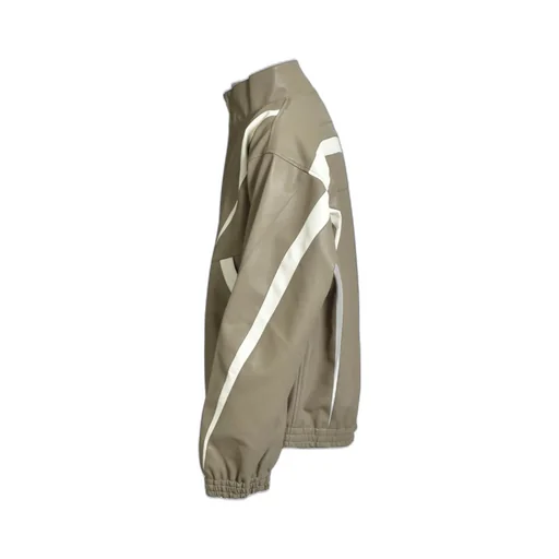Faux Leather Lambo Track Jacket / Bei