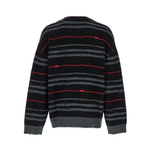 Juun J Ripped Drop Shoulder Striped Jumper