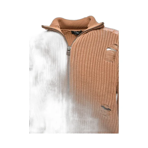 Overdie Damage Zip Knit / Brw