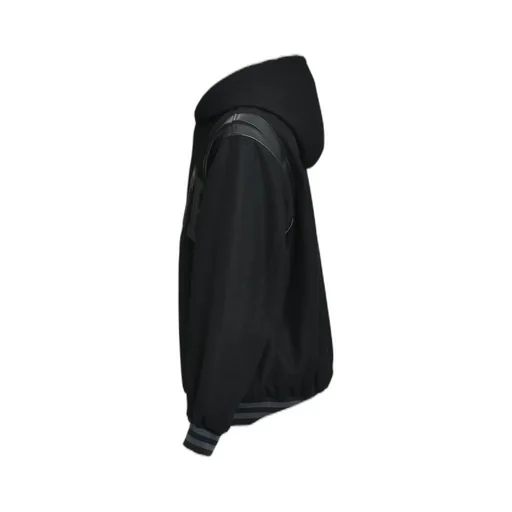 Arch Logo Hooded Versity Jacket / Blk Blk