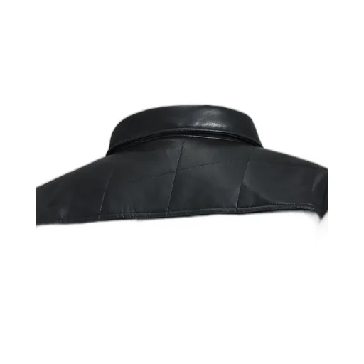 Faux Leather Quilting Shirt / Blk