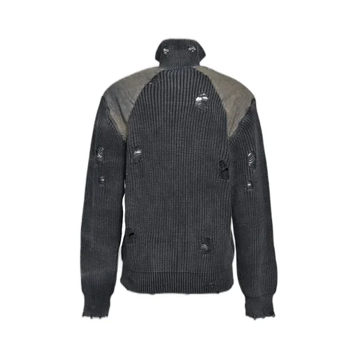 Overdie Damage Zip Knit / Black
