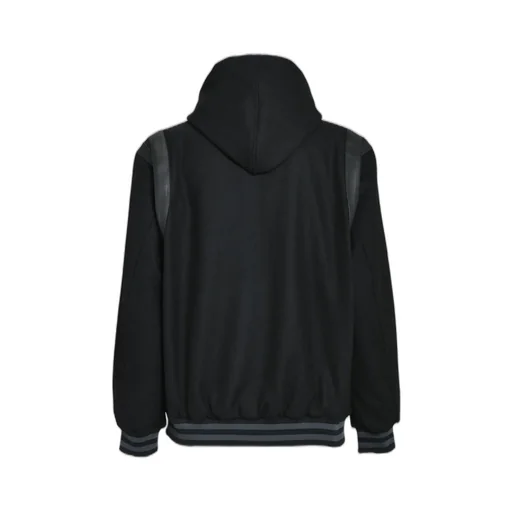 Arch Logo Hooded Versity Jacket / Blk Blk