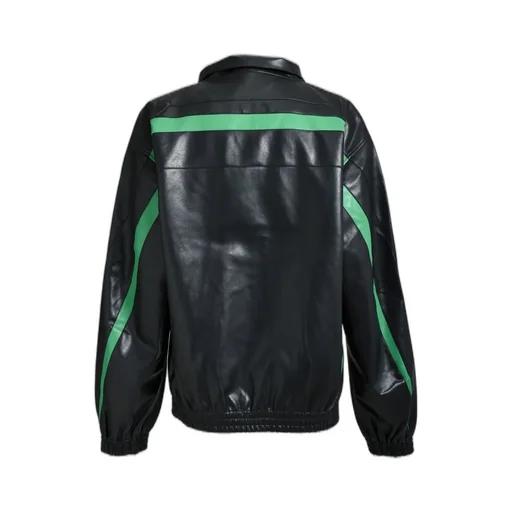 Faux Leather Lambo Track Jacket / Blk