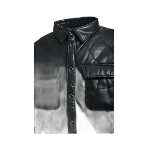 Faux Leather Quilting Shirt / Blk