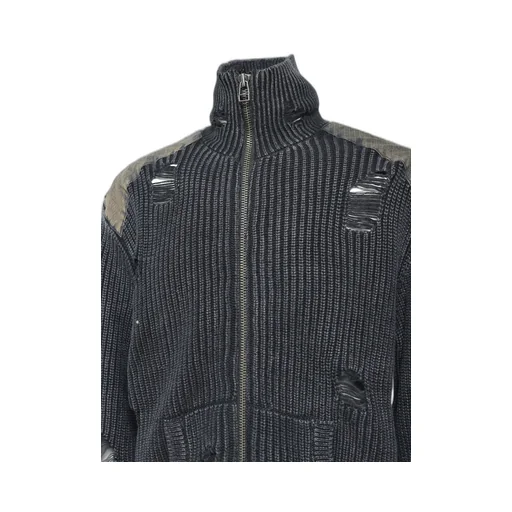 Overdie Damage Zip Knit / Black