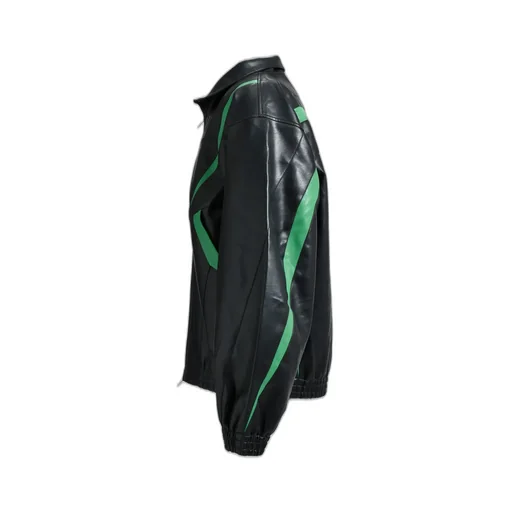 Faux Leather Lambo Track Jacket / Blk