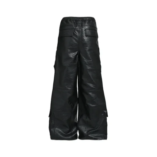 Faux Leather Cargo Pants / Blk