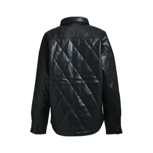 Faux Leather Quilting Shirt / Blk