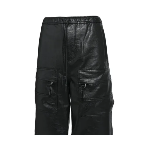 Faux Leather Cargo Pants / Blk