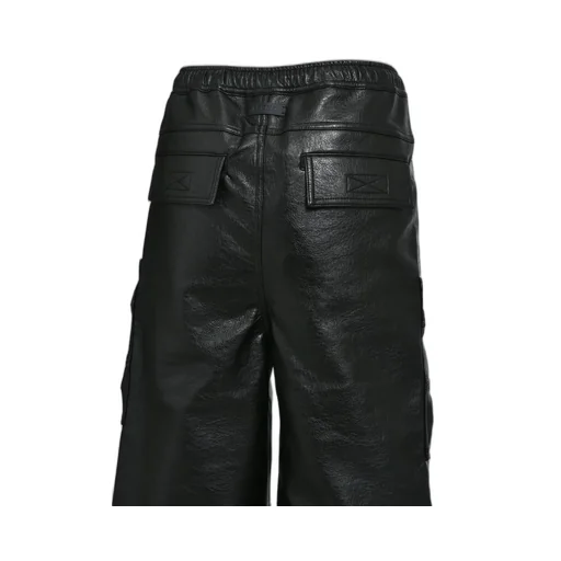 Faux Leather Cargo Pants / Blk