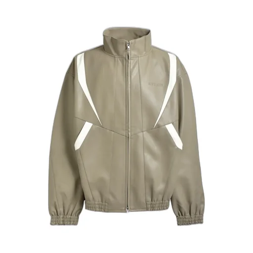 Faux Leather Lambo Track Jacket / Bei