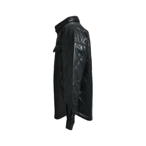 Faux Leather Quilting Shirt / Blk