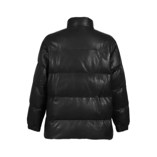 Leather Down Jacket W / Love &Amp; Peace Silver / Blk