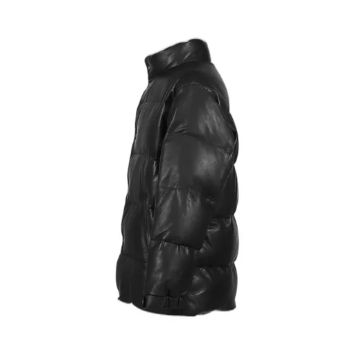 Leather Down Jacket W / Love &Amp; Peace Silver / Blk