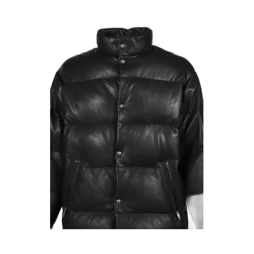Leather Down Jacket W / Love &Amp; Peace Silver / Blk