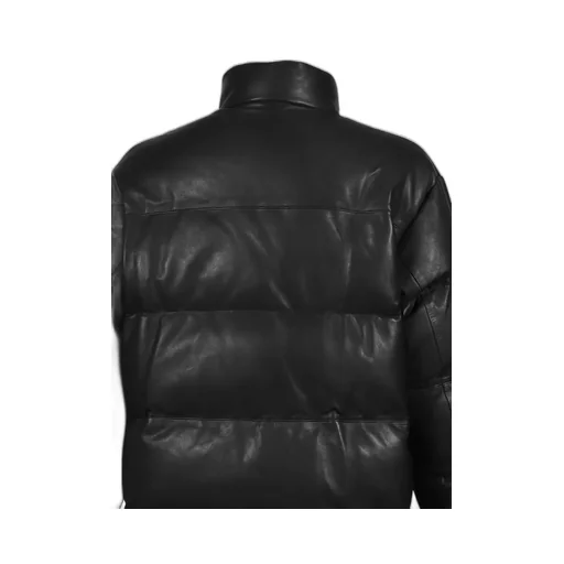 Leather Down Jacket W / Love &Amp; Peace Silver / Blk