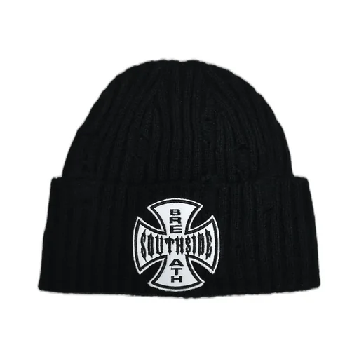 Southside Cross Damage Rib Beanie / Blk