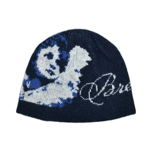 Angel Script Logo Mohair Beanie / Nav